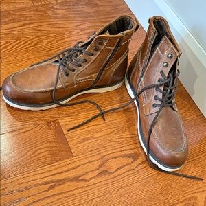 Crown Vintage Brown Leather Chukka Boots with Side Zip
